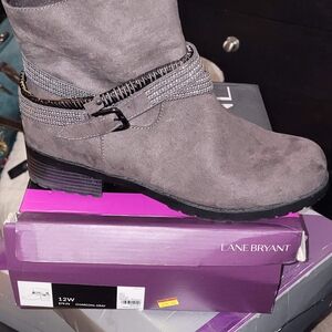 Lane Bryant Gray Ankle Booties with Low Heel
